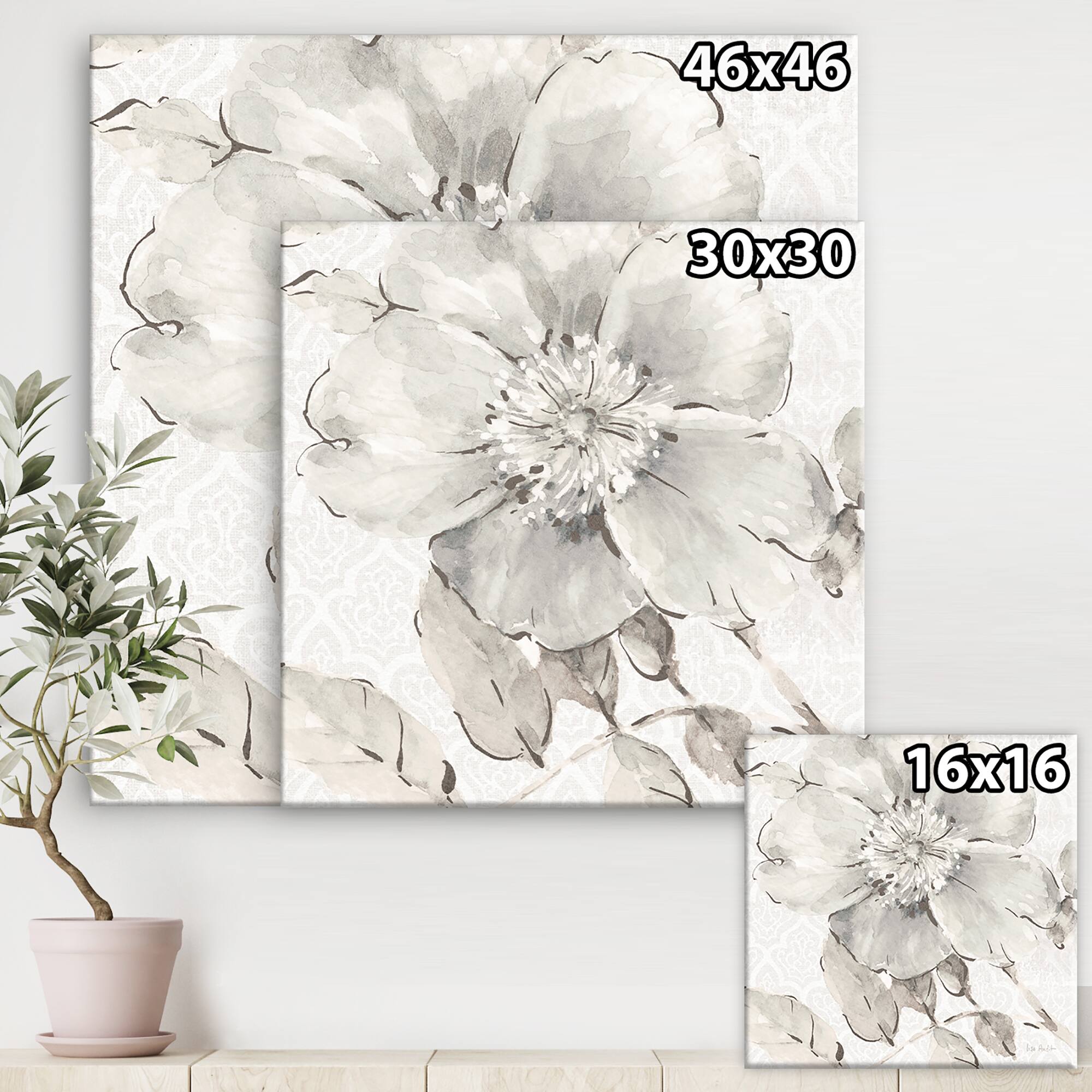 Designart - Indigold Grey Peonies II